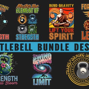 KETTLEBELL T-Shirt Design Png Bundle , Sublimation Design, svg, Png, Ai, Clipart Commercial I