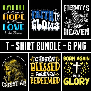 Ensemble de Png de conception de T-Shirt chrétien de Jésus, conception de sublimation, svg, Png, Ai, clipart commercial 3