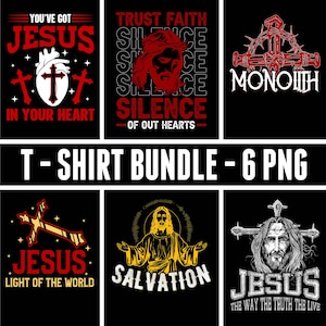 Ensemble de Png de conception de T-Shirt chrétien de Jésus, conception de sublimation, svg, Png, Ai, clipart commercial 10