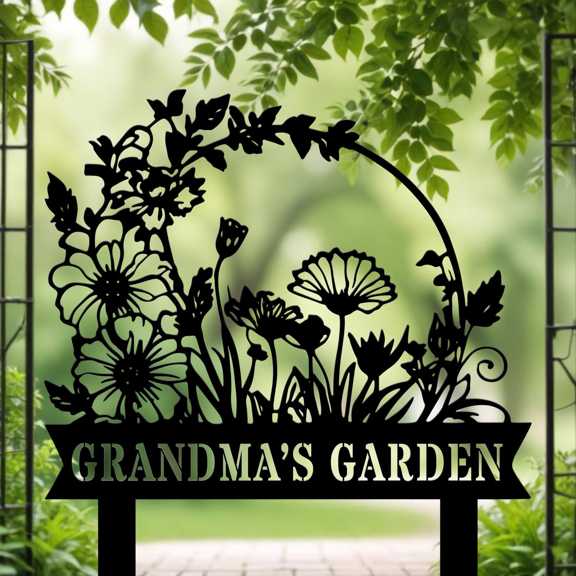 Custom Flower Garden Sign - Garden Butterfly Sign - Outdoor Metal Sign ...