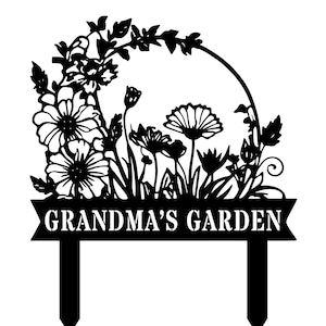 Custom Flower Garden Sign - Garden Butterfly Sign - Outdoor Metal Sign - Flower Sign with Stakes - Lawn Signs - Garden Name Sign