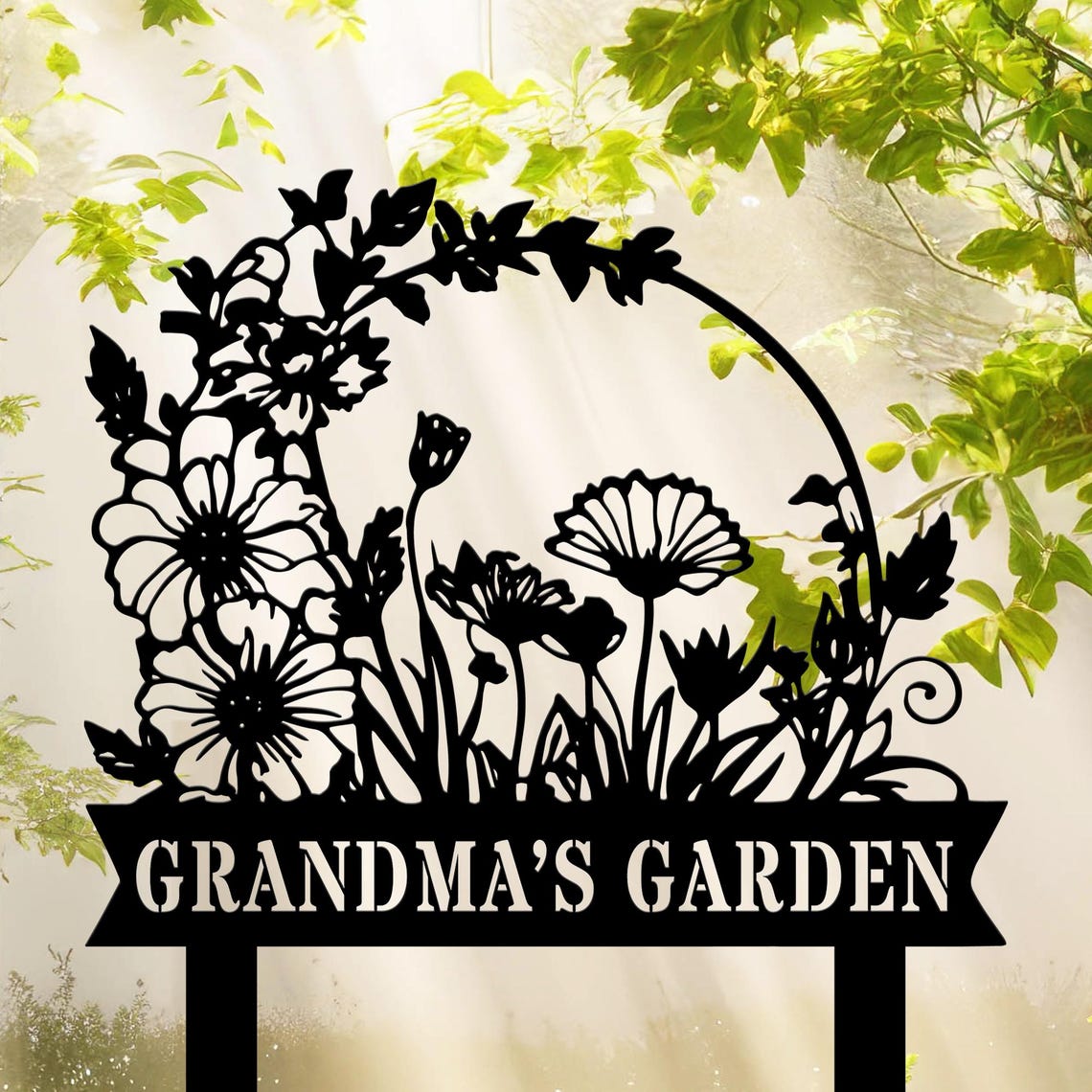 Custom Flower Garden Sign - Garden Butterfly Sign - Outdoor Metal Sign ...