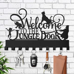 Decoración de habitación infantil Bienvenido al Libro de la Selva - Perchero de pared de regalo para niños - Regalos de aprendizaje para niños - Decoración de pared navideña para el hogar - Niño y bosque