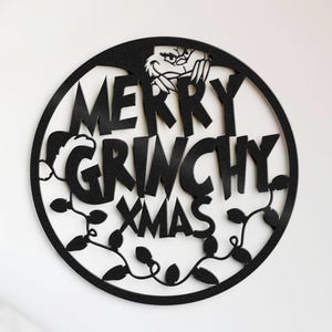 Merry Grinchmas Metal Sign - Funny Christmas Grinch Sign - Dad Gift - Kids Winter Gifts - Grinch Love Sign - Grinch Head Sign - Xmas Lights