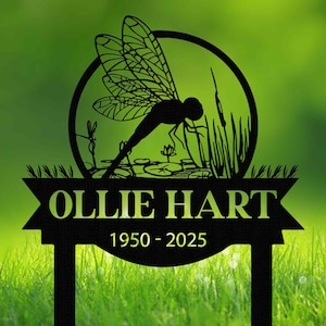 Customized Dragonfly And Floral Memorial Garden Stake - Cemetery Lawn Decor - Grave Marker - Loving Memory Stake - Remembrance Stake