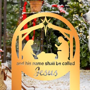Decoración navideña de metal para el Nacimiento de Cristo - Estaca de positividad de la Madre Naturaleza - Letrero inspirador para el pesebre - Decoración de jardín con estrellas de invierno