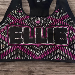 CUSTOM rhinestone bra--Rhinestone Color Options in photos.