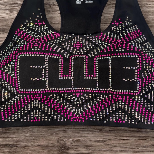 CUSTOM rhinestone bra--Rhinestone Color Options in photos.