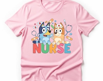 cartoon dog and Bingo Nurse Shirt, Funny RN Gift Tee, Pediatric Nurse cartoon dog Lover Sweatshirt, Cute Nurse Life Graphic Top