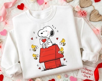 Cute Puppy Valentine Shirt or Sweatshirt, Love Letter Cartoon Graphic Tee, Sweet Puppy Illustration Sweatshirt, Romantic Aesthetic Hoodie