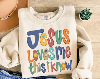 Jesus Loves Me This I Know Sweatshirt, Kids Jesus Sweater Christian Kids Long Sleeve Shirt, Jesus Toddler Sweatshirt Christmas Gift For Kids