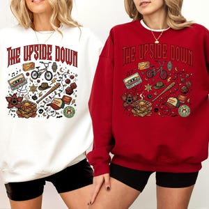 The Upside World Sweatshirt, Retro 80s Horror Icons Graphic Tee, Dark Fantasy Sci Fi Sweatshirt, Vintage Mystery Streetwear Hoodie image 4