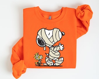 Cartoon Mummy Shirt or Sweatshirt, Cute Halloween Tee, Spooky Character Gift, Fall Birthday Gift for Kids and Adults