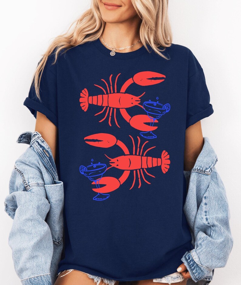 Lobster Margarita Shirt, Coastal Summer Tee, Beach Lobster Graphic Shirt, Funny Seafood Shirt, Nautical Summer T Shirt, Coastal Vacation Tee image 1