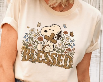 Camiseta o sudadera cristiana con un lindo cachorro bendecido, camiseta con un cachorro de fe, camiseta cristiana con un lindo perro, camiseta floral religiosa, sudadera con capucha basada en la fe