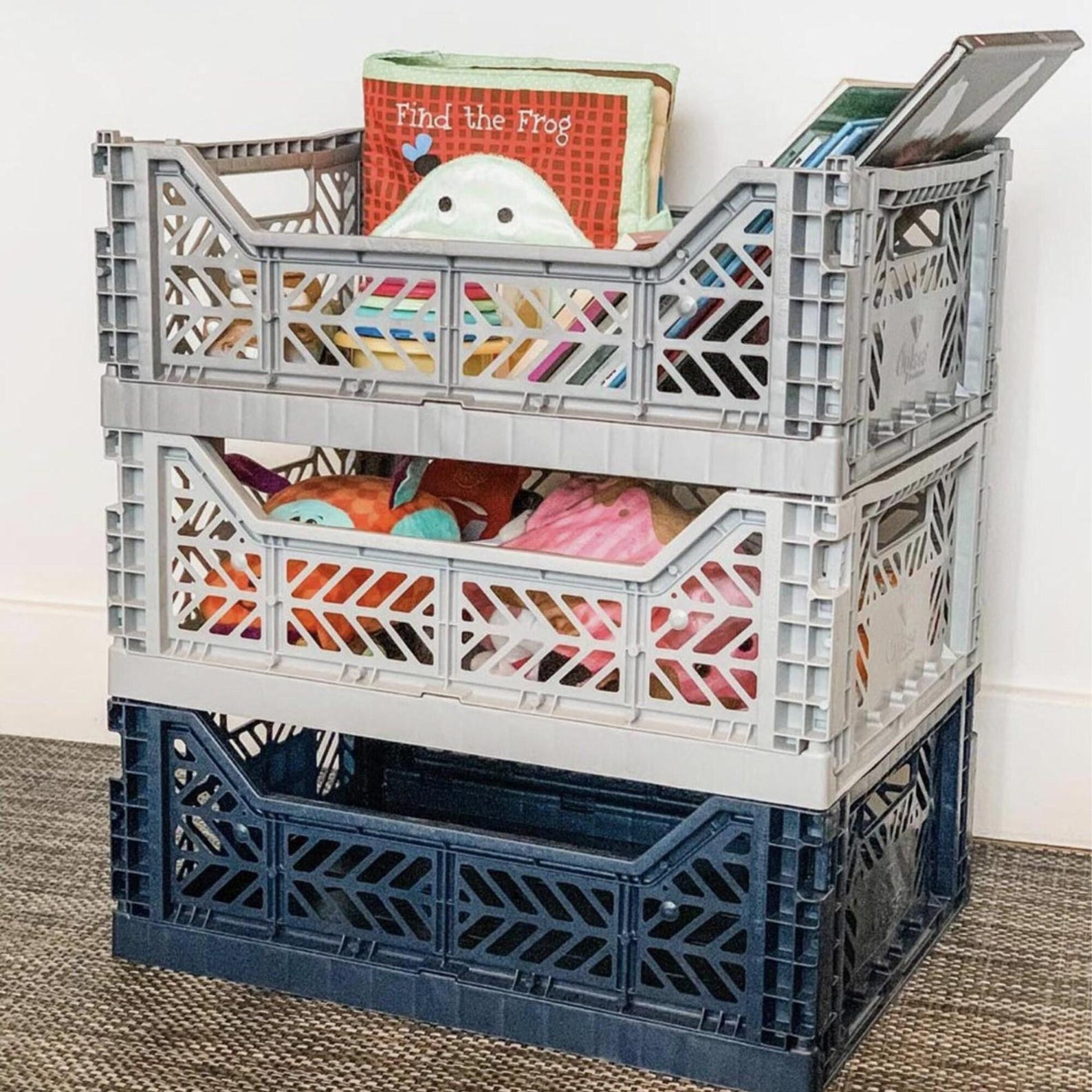 3 X MEDIUM Personalized Collapsible Stackable Storage Crates for Home ...