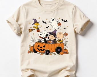 Halloween Cartoon Friends Shirt, Spooky Pumpkin Ride Sweatshirt, Classic Cartoon Halloween Tee, Trick or Treat Fall Kids Shirt