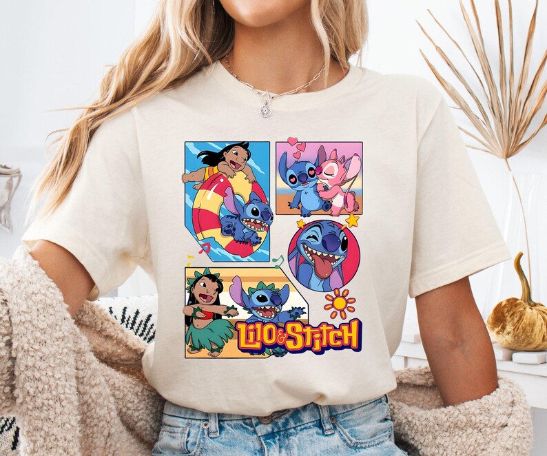 Lilo and Stitch Shirt, Stitch Summer Vacation Tee, Angel and Stitch Disney Shirt, Cute Stitch Graphic Sweatshirt, Family Trip Tee image 3