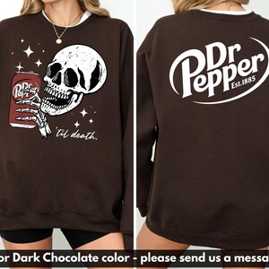 Funny Soda Front and Back Graphic Sweatshirt, Skeleton Drinking Soda Hoodie, Vintage Grunge Skull Aesthetic Shirt, Unisex Streetwear Tee image 4