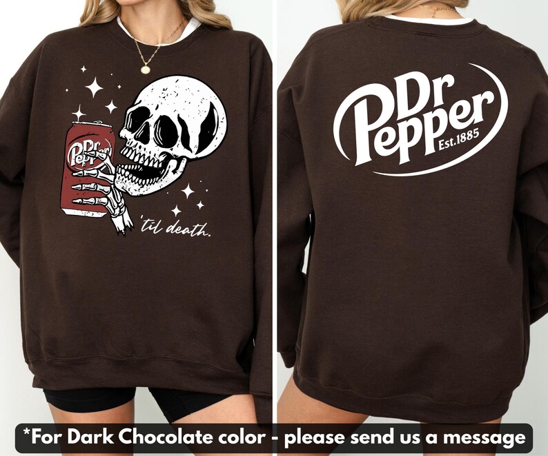 Funny Soda Front and Back Graphic Sweatshirt, Skeleton Drinking Soda Hoodie, Vintage Grunge Skull Aesthetic Shirt, Unisex Streetwear Tee image 4