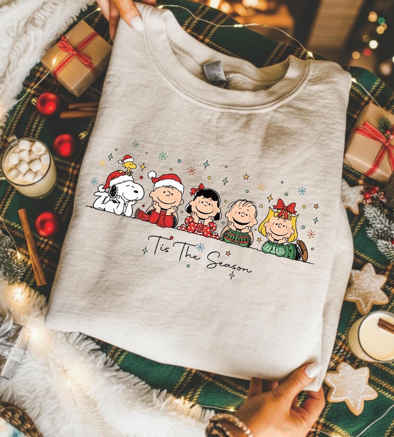 Retro Christmas Cartoon Shirt | Vintage Holiday Friends Tee | Classic Cozy Christmas Sweatshirt | Family Matching Xmas Top image 1