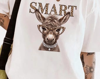Comfort Colors® Smart Donkey Shirt, Funny Animal Tee, Cute Donkey Shirt, Leopard Glasses Donkey Tee,  Comfort Colors Western Humor Shirt,