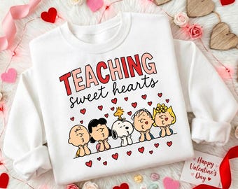 Cute Cartoon Valentine Shirt or Sweatshirt, Dog Style Characters Teacher Loving, Lover Dog Inspired Love Tee, Valentine Sweatshirt Gift