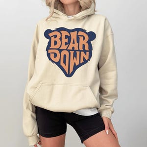 Chicago Football Sweatshirt, Chicago Style Game Day Tee, Orange Navy Sports Graphic Sweatshirt, Retro Bear Fan Hoodie image 1