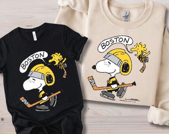 Boston Hockey Dog Shirt or Sweatshirt, Retro Cartoon Hockey Tee, City Pride Hockey Graphic Shirt, Winter Sports Dog Illustration Tee