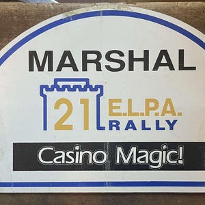 Placa de papelão vintage do Rally grego ΕΛΠΑ Elpa Marchal FIA Rally Europeu 1960s