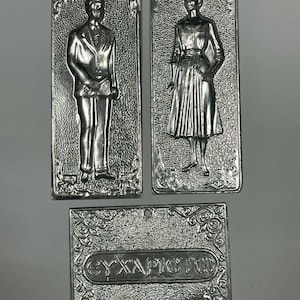 Kavel van 3 x vintage Griekse man en vrouw bedankt Tamata Tama Ex Voto orthodoxe beschermingsaanbieding