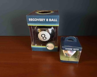 Recovery 8 Ball + Sober Die Combo - Daily Sobriety Support & Fun