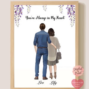 Gepersonaliseerde cadeau paar, valentijnscadeau, jubileumcadeau, cadeau vriendje, cadeau stel, Wall Art Design, digitaal bestand, print kaart uniek cadeau