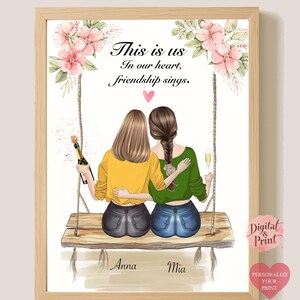 Cadeau personnalisé amis, cadeau meilleure amie, cadeau meilleur ami personnalisé, impression d'art mural, cadeau personnalisé cadeau d'anniversaire, fichier numérique, carte cadeau imprimée