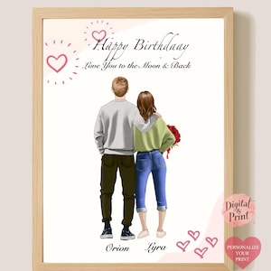 Presente personalizado para casal para ela, presente personalizado para casal, presente de aniversário para marido e namorado, presente de aniversário, cartão de noivado personalizado impresso