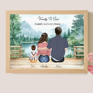 Gepersonaliseerd familiecadeau, reiscadeau, jubileumcadeau, aangepast familieportret cadeau, vrouw echtgenoot zoon cadeau, digitaal bestand, print kaart cadeau