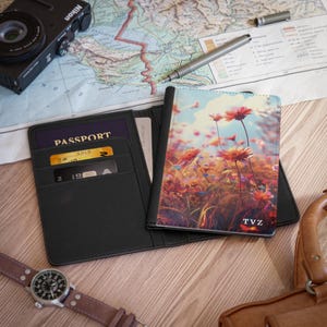 Cartera de viaje de piel sintética MONOGRAM - Funda para pasaporte personalizada - Regalo de viaje PERSONALIZADO