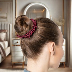 Chouchou Love : élastique pour cheveux noir et magenta, cadeau pour la Saint-Valentin