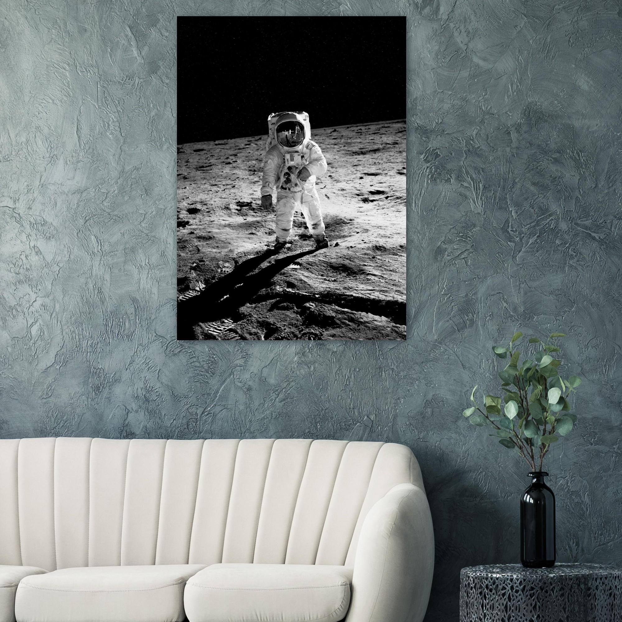 Buzz Aldrin Moon Landing Poster, Apollo 11 NASA Print, Black and White ...
