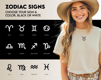 Custom Zodiac Sign Shirt, Minimalist Astrology Tee, Comfort Colors 1717, Personalized Horoscope Gift
