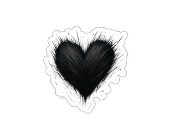 Gothic Heart Sticker, Black and White Vinyl Decal, Glossy Scratch-Resistant Kiss-Cut Goth Gift for Laptops Journals Windows