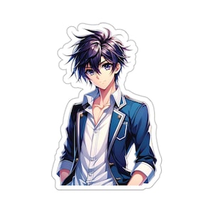 Kiss-Cut Elegant Anime Boy Sticker - Stylish Manga Character - Cool Vinyl Decal