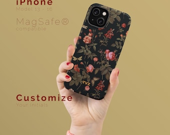 Personalisierte iPhone MagSafe Hülle: Vintage botanische Initialen