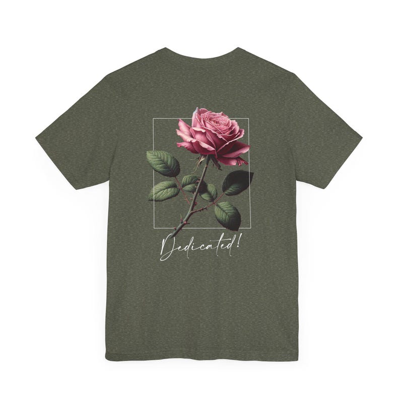 Dedicated Rose T-Shirt - Men's Streetwear with Elegant Floral Design - Sizes XS-4XL image 5