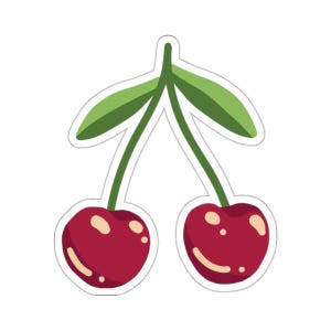 Kiss-Cut Cherry Sticker - Retro Cherry Duo - Vintage Vinyl Decal