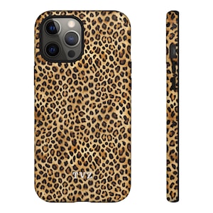 Leopard Phone Case - Custom Initials Cheetah iPhone 13 14 15 16 Pro Max Samsung S24 S23 Pixel - Animal Print Gift for Her