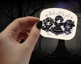 Naklejka gotycka czarownic – feministyczna naklejka winylowa na Halloween