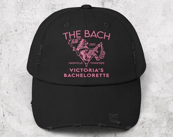 Bachelorette Party Cap, The Bach Club Distressed Cotton Twill Hat, Bridesmaid Weekend Gift, Matching Bach Trip Outfit
