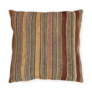 Striped Mexican Outdoor Pillow - Oaxaca Serape Collection, Water-Resistant Patio Cushion