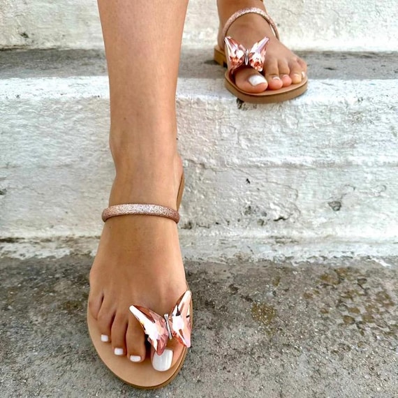 Toe Ring Catwalk Rose Gold Sandals Women Toe-Ring Slip-On Wedges